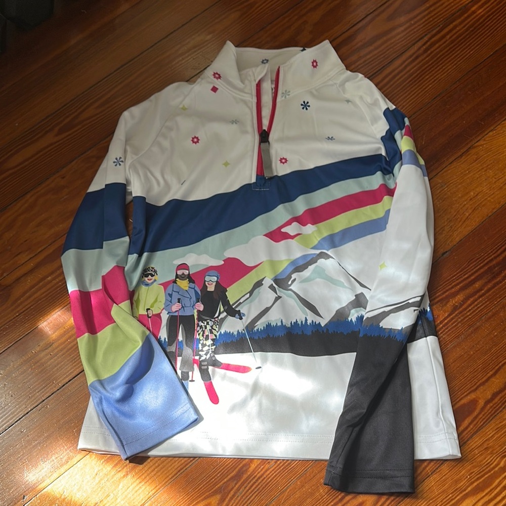 Colorful Ski Print Pullover
